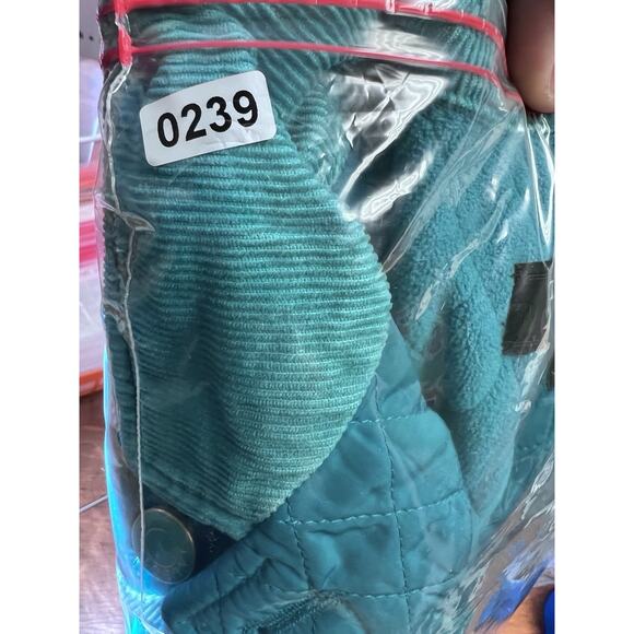 TALBOTS PM Equestrian Quilted Vest Teal Corduroy Collar Medium Fleece Lined Prep - Picture 13 of 13
